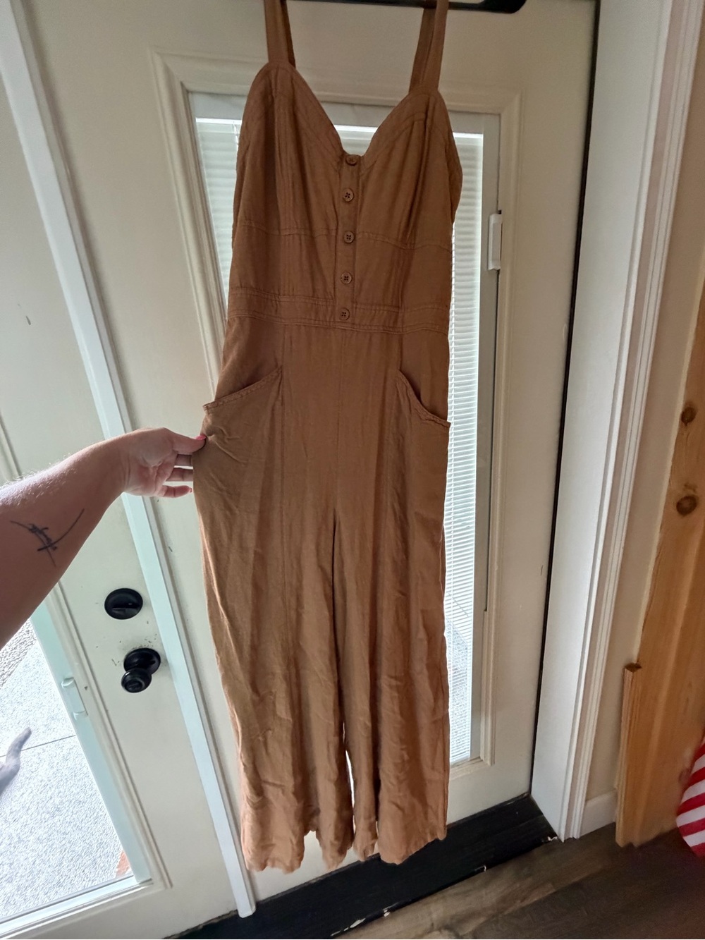 Caramel Brown Jumpsuit with Pockets